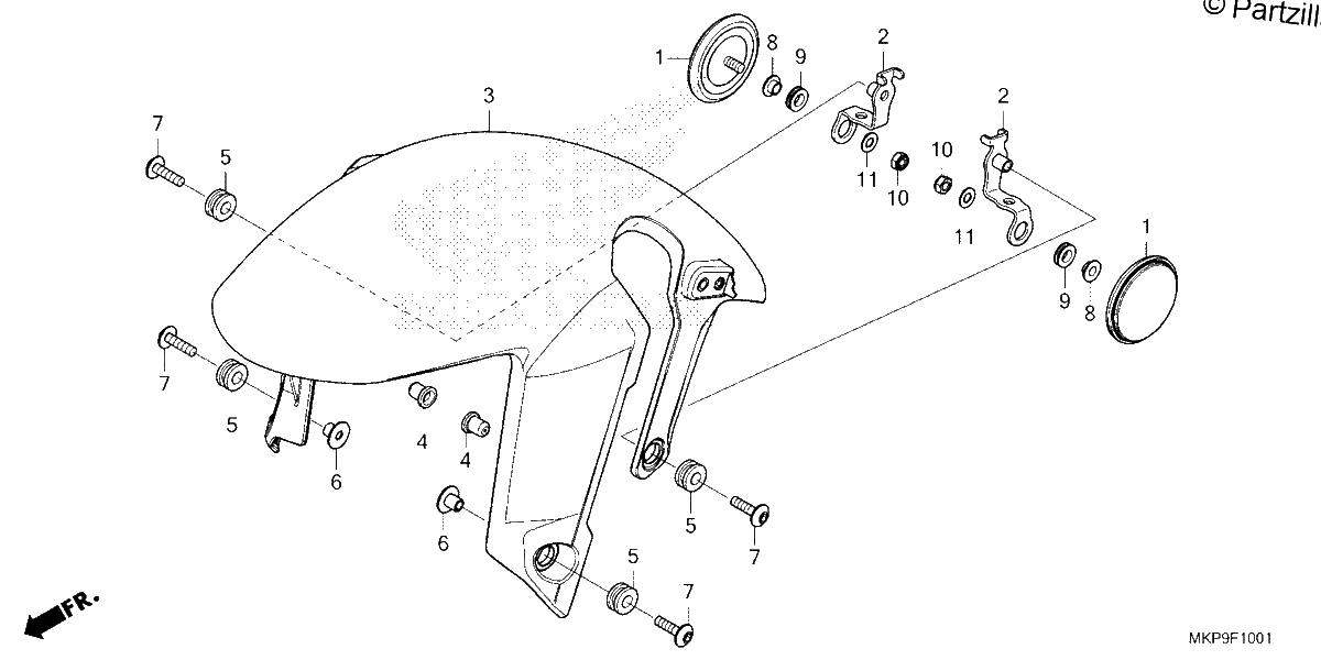 Diagrama de FRONT FENDER CB500FA 39 22 39 23