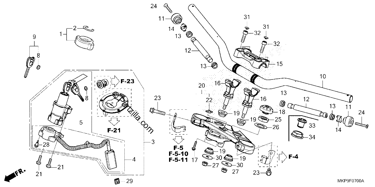 Diagrama de HANDLEBAR TOP BRIDGE