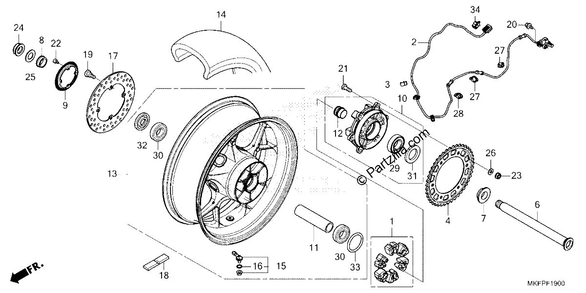 Diagrama de REAR WHEEL