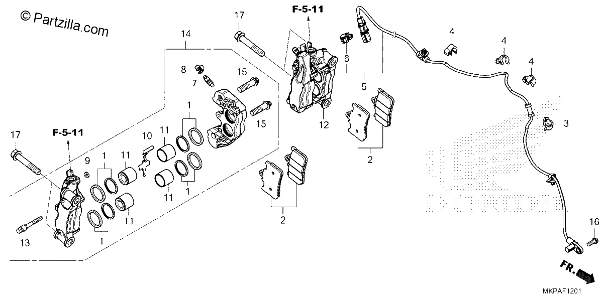 Diagrama de FRONT BRAKE CALIPER CBR500RA 22 23