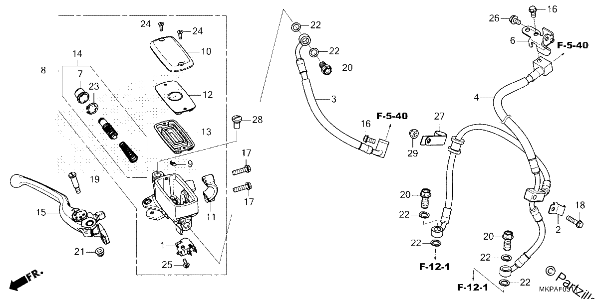Diagrama de FRONT BRAKE MASTER CYLINDER CBR500RA 22 23