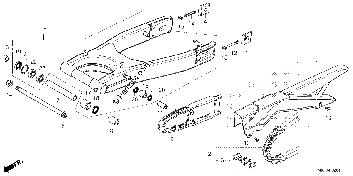 Diagrama de SWINGARM CBR500RA 22 23