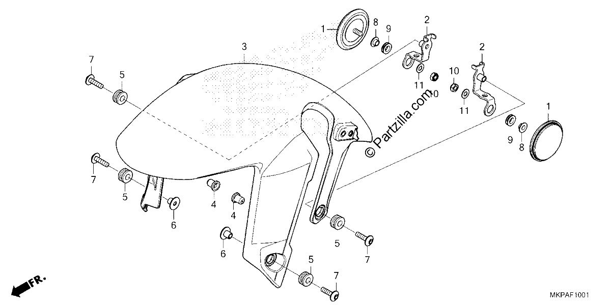 Diagrama de FRONT FENDER CBR500RA 39 22 39 23