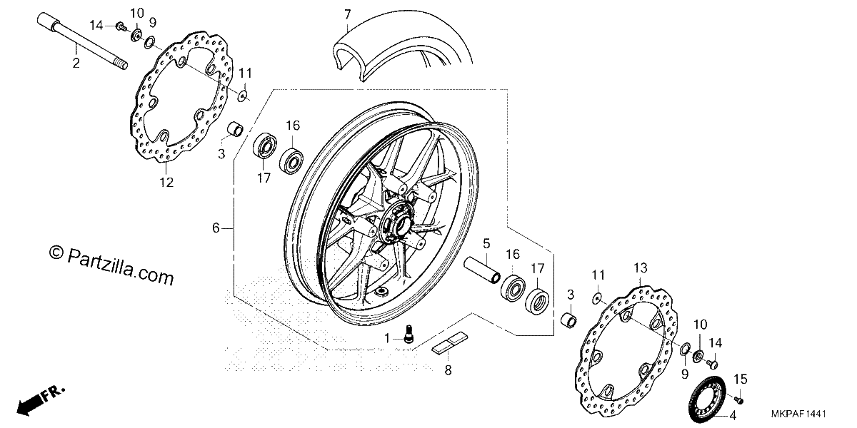 Diagrama de FRONT WHEEL CBR500RA 39 22 39 23