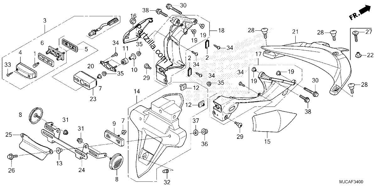Diagrama de REAR FENDER LICENSE LIGHT