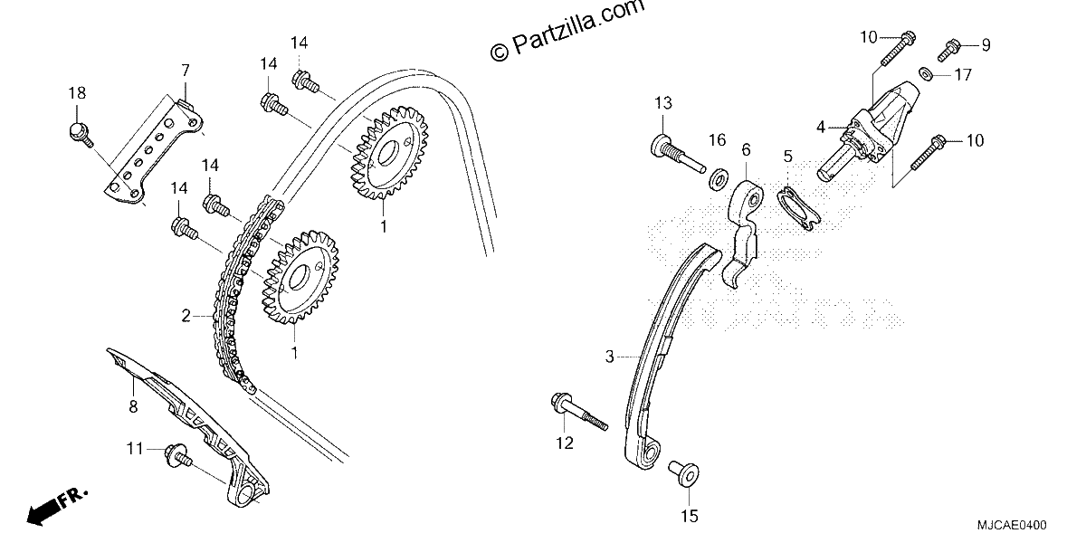Diagrama de CAM CHAIN TENSIONER
