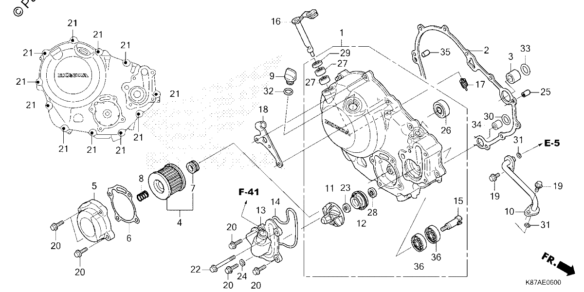 Diagrama de RIGHT CRANKCASE COVER