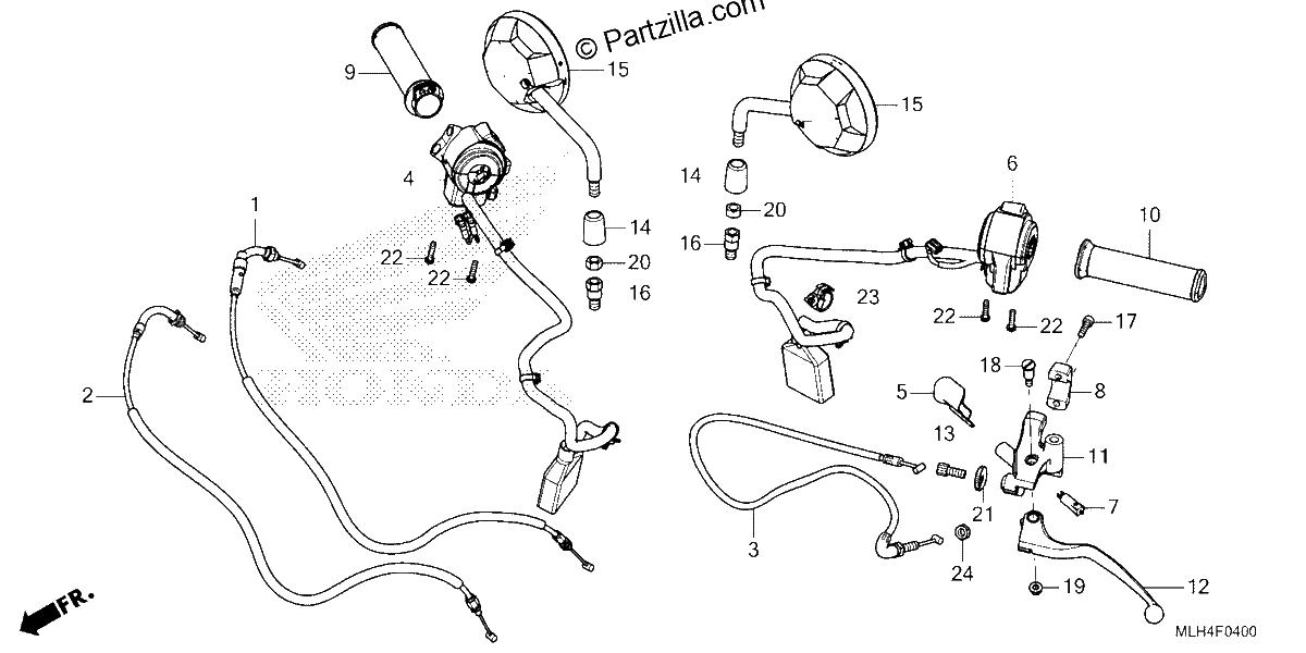 Diagrama de HANDLE LEVER SWITCH CABLE MIRROR
