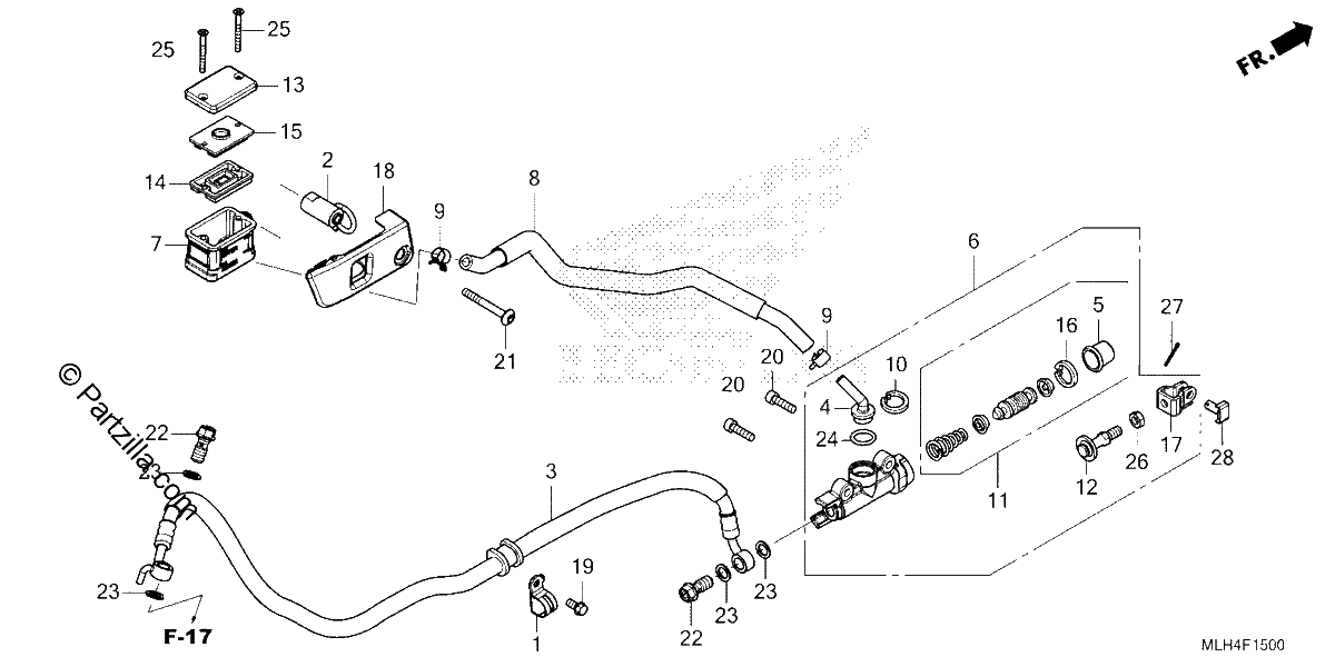 Diagrama de REAR BRAKE MASTER CYLINDER CMX500