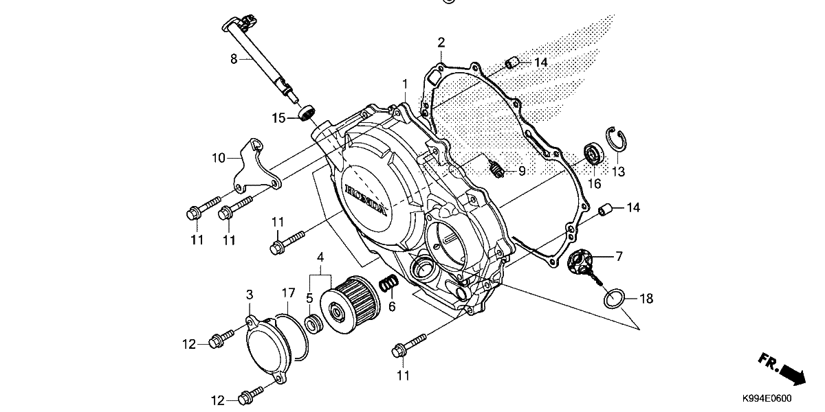 Diagrama de RIGHT CRANKCASE COVER