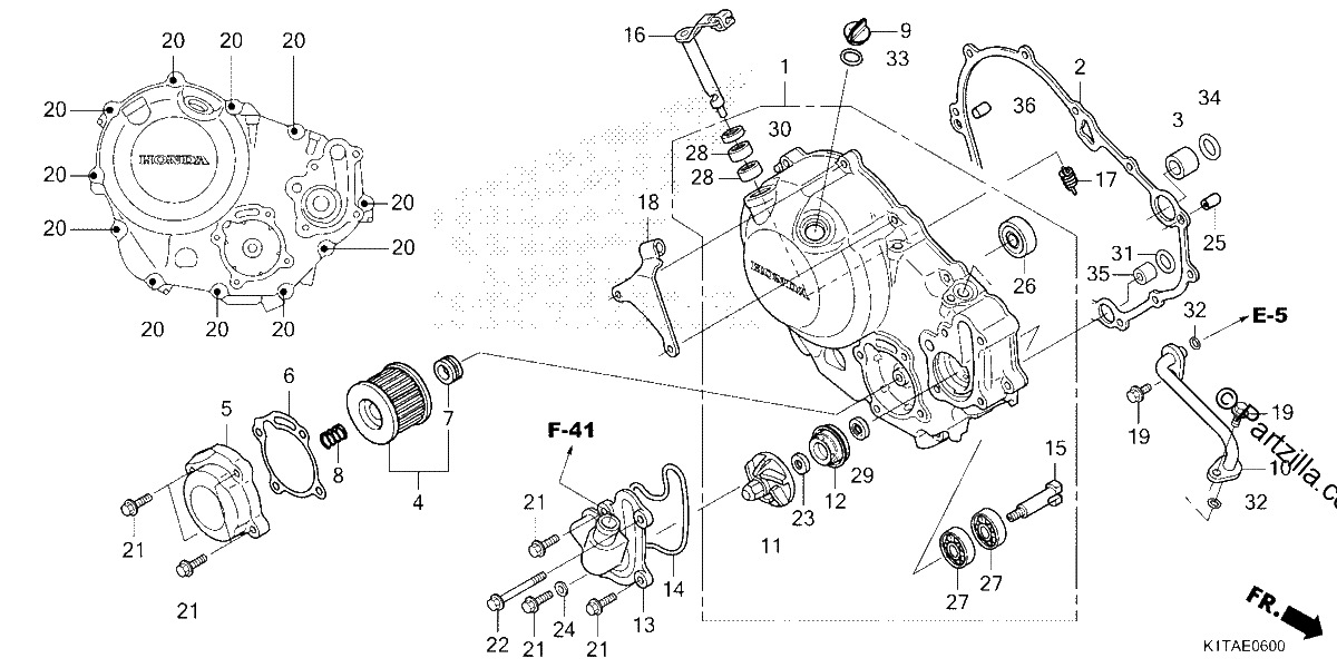 Diagrama de RIGHT CRANKCASE COVER