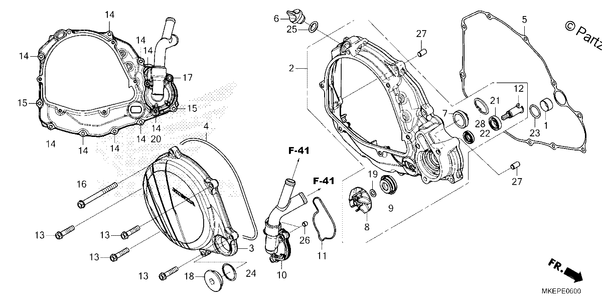 Diagrama de RIGHT CRANKCASE COVER WATER PUMP