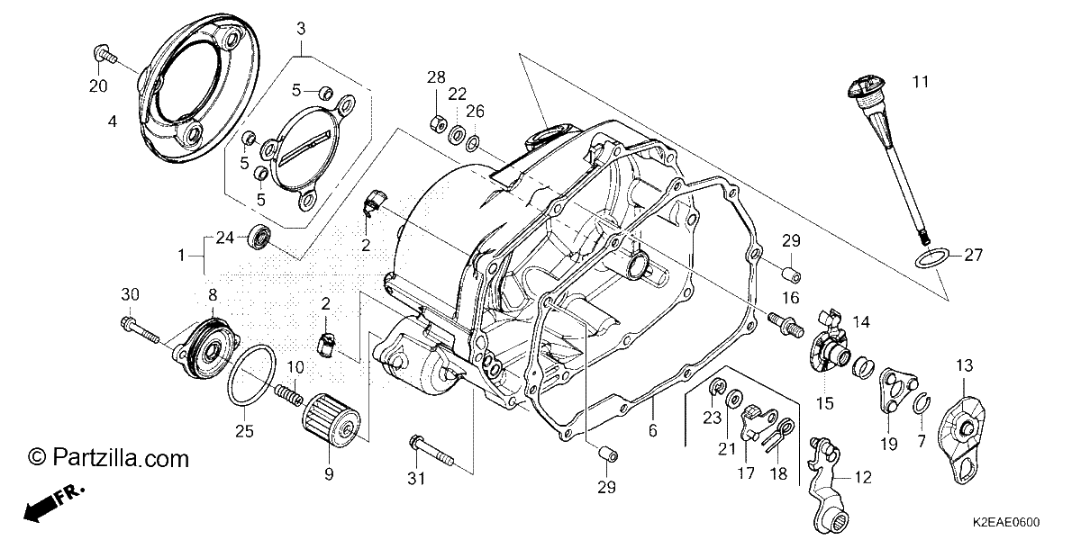 Diagrama de RIGHT CRANKCASE COVER