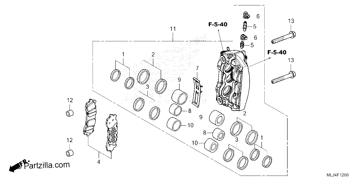 Diagrama de RIGHT FRONT BRAKE CALIPER