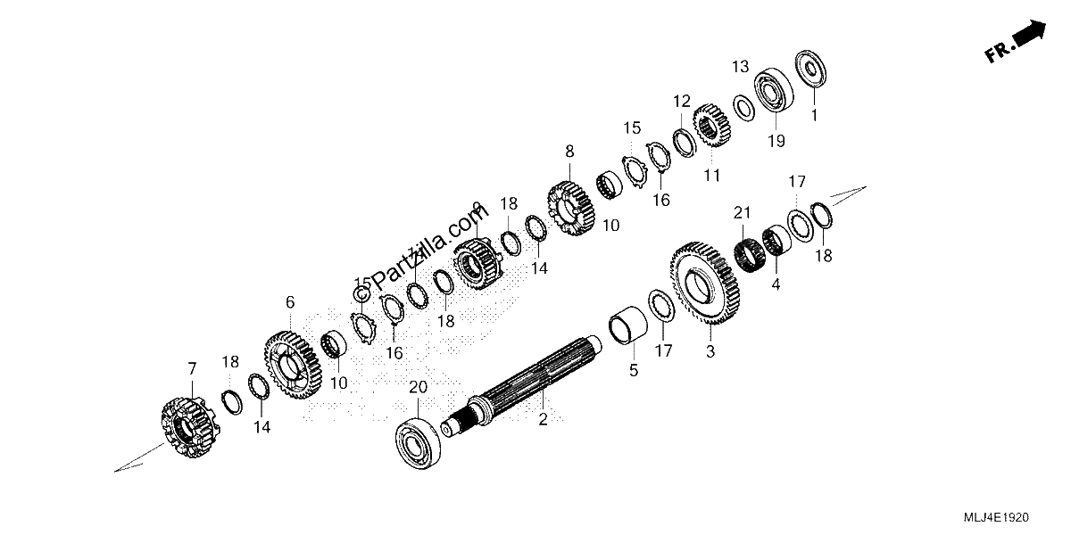 Diagrama de TRANSMISSION COUNTERSHAFT