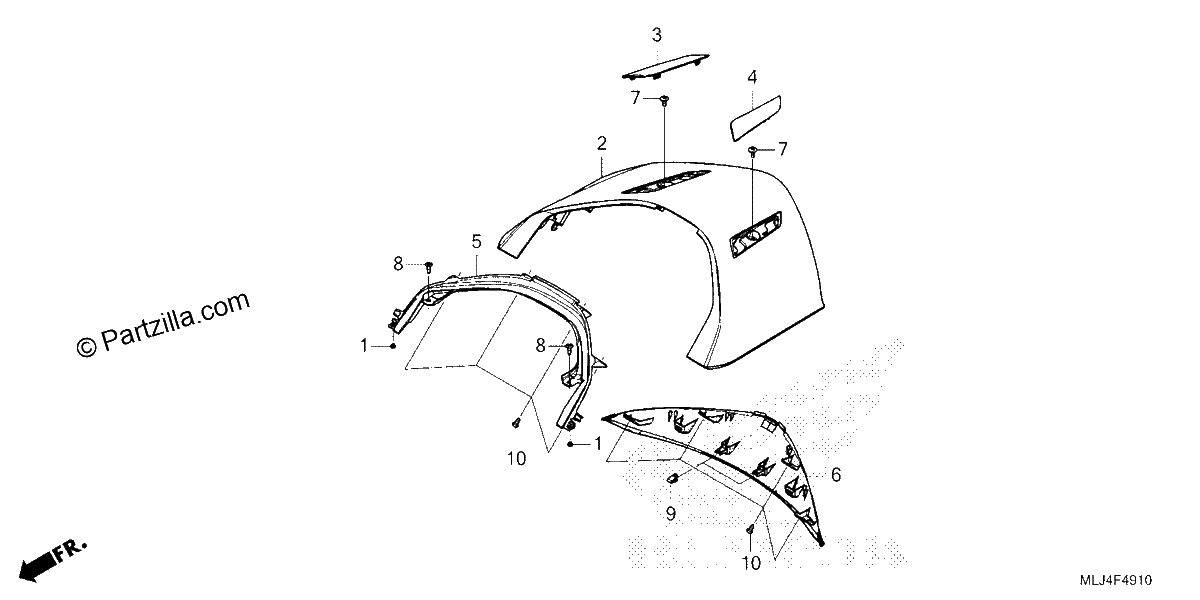 Diagrama de REAR CENTER TOP COVER