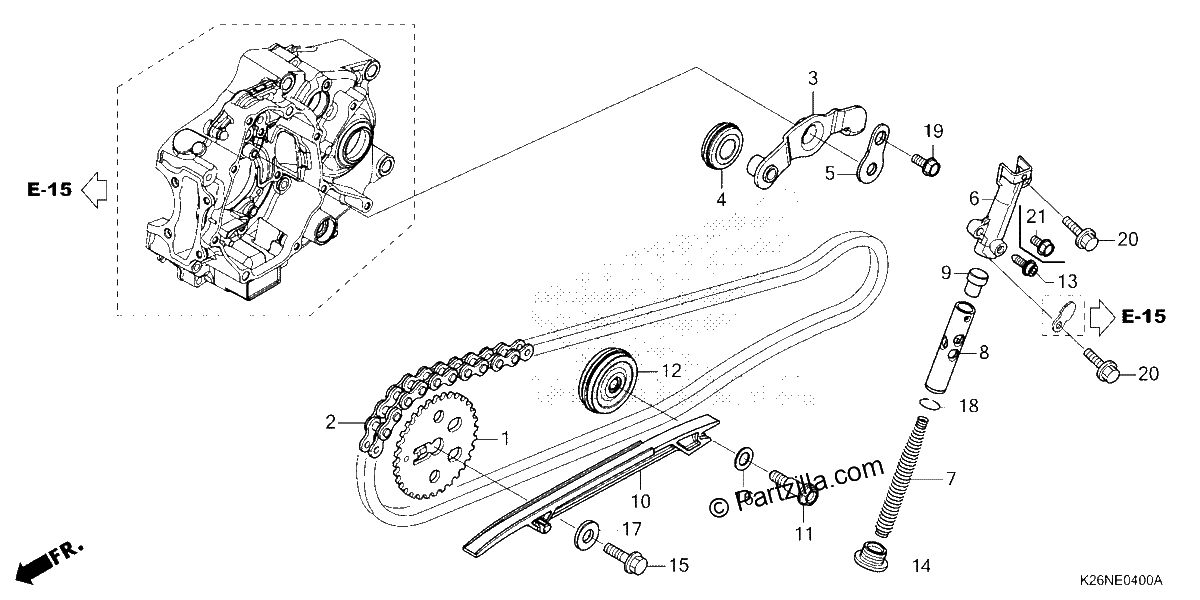 Diagrama de CAM CHAIN TENSIONER