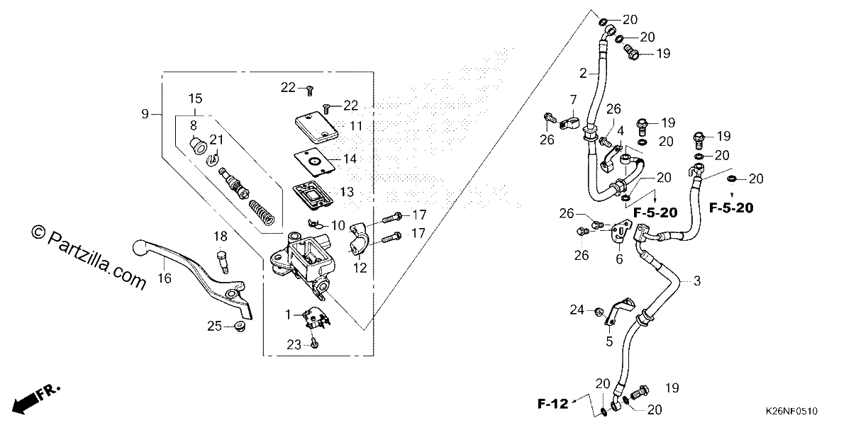 Diagrama de FRONT BRAKE MASTER CYLINDER 2