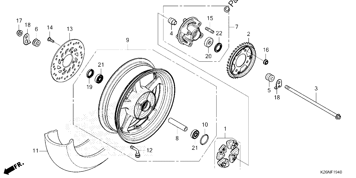 Diagrama de REAR WHEEL