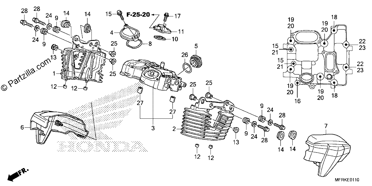Diagrama de REAR CYLINDER HEAD COVER