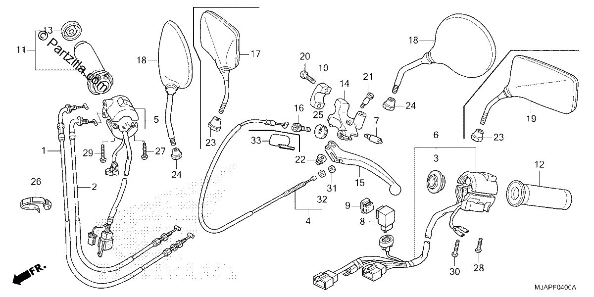 Diagrama de HANDLE LEVER SWITCH CABLE 1