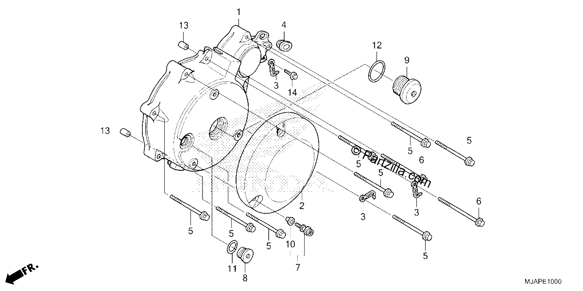 Diagrama de LEFT CRANKCASE COVER