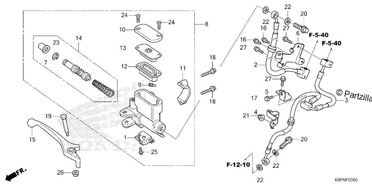 Diagrama de FRONT BRAKE MASTER CYLINDER