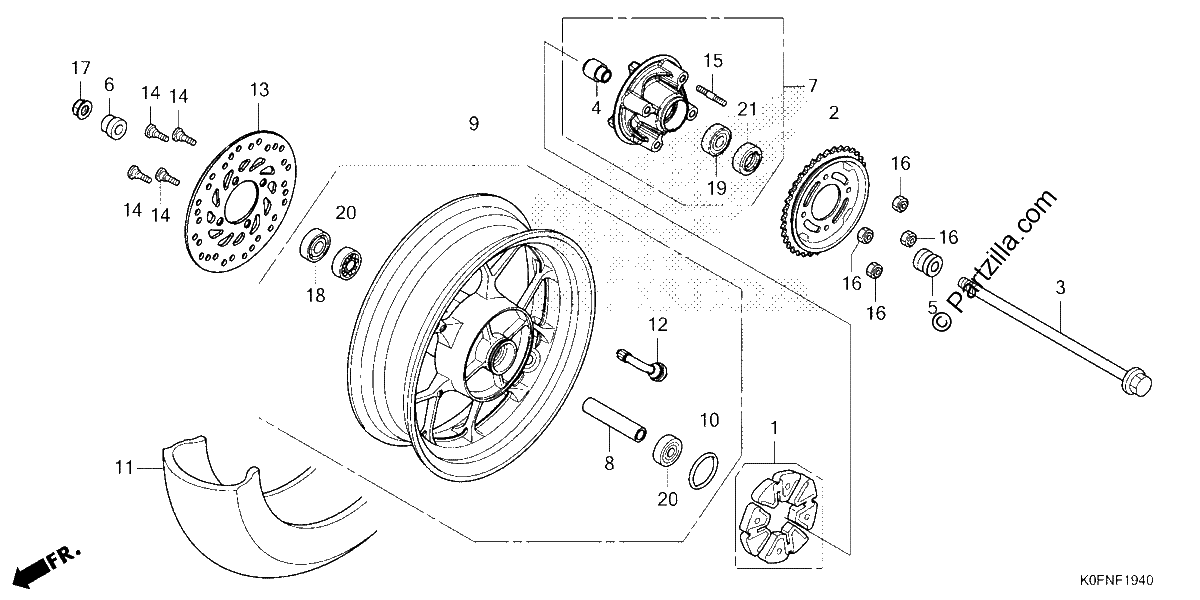 Diagrama de REAR WHEEL