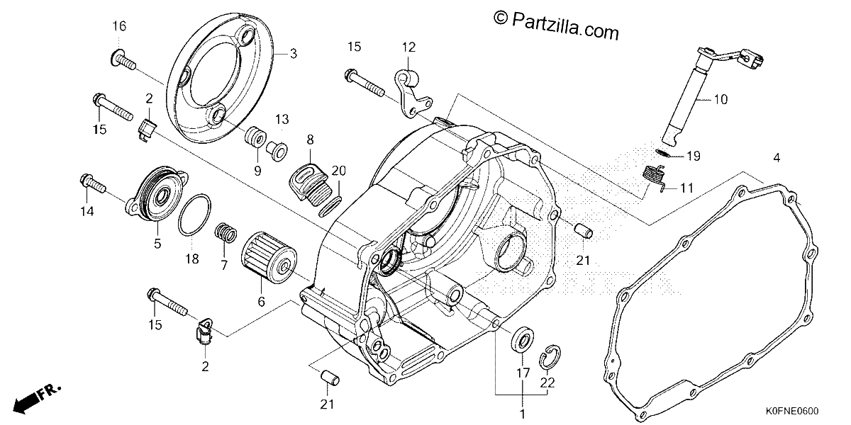 Diagrama de RIGHT CRANKCASE COVER