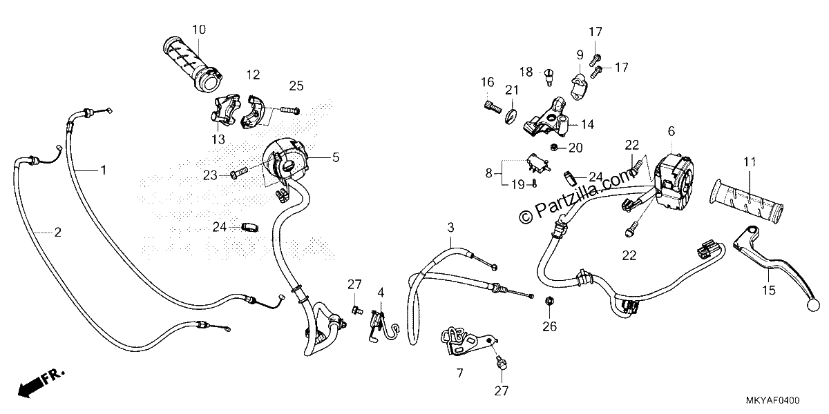 Diagrama de HANDLE LEVER SWITCH CABLE CB650RAC