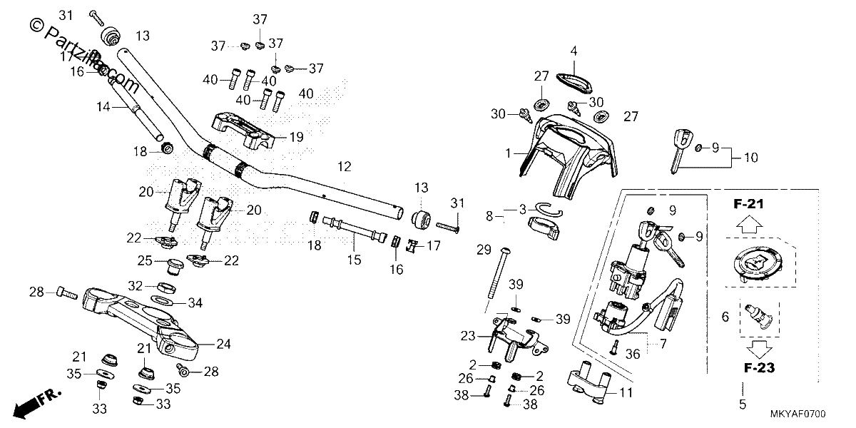 Diagrama de HANDLEBAR TOP BRIDGE CB650RAC
