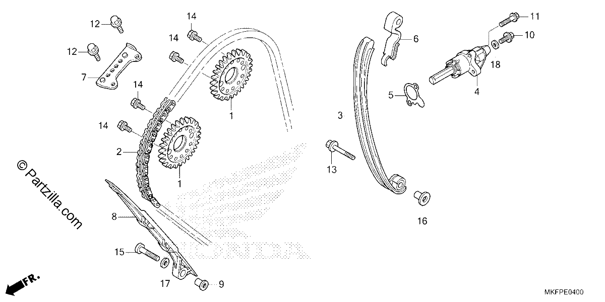 Diagrama de CAM CHAIN TENSIONER