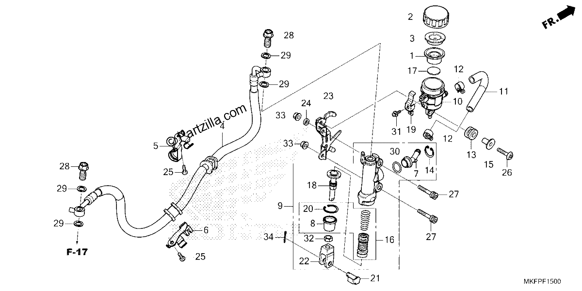 Diagrama de REAR BRAKE MASTER CYLINDER CBR1000RR