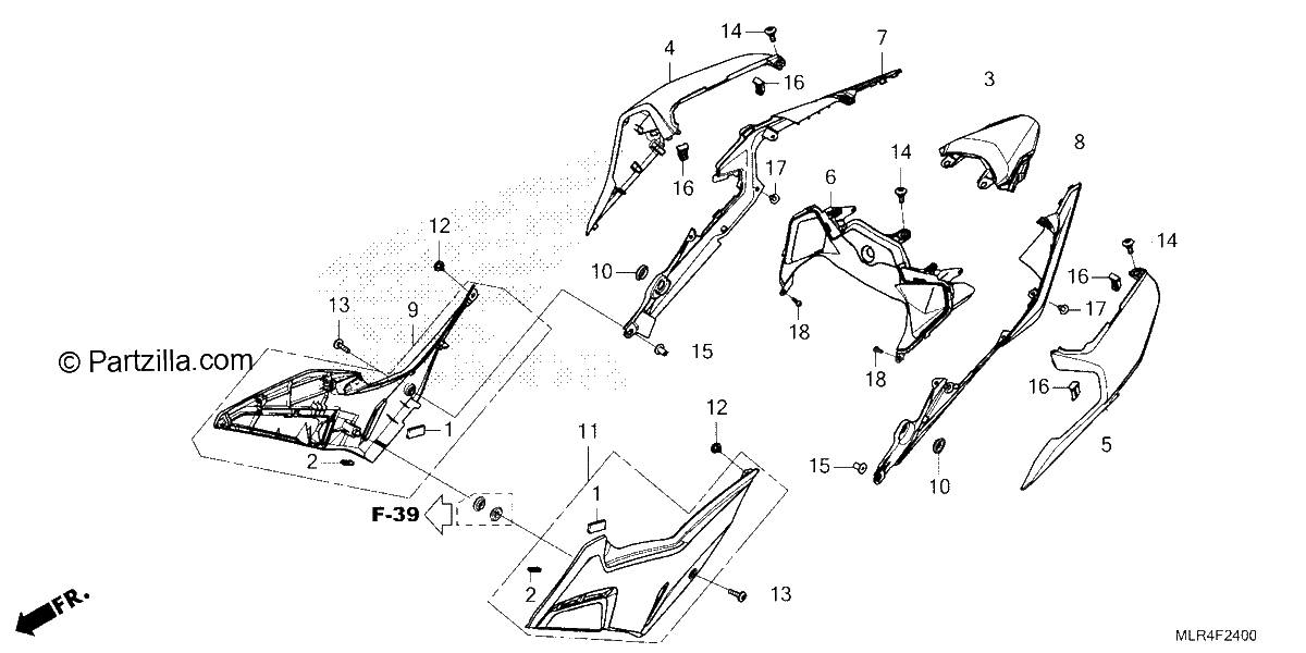 Diagrama de SIDE COVER REAR COWL