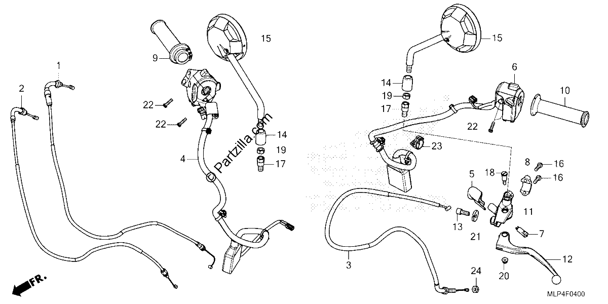 Diagrama de HANDLE LEVER SWITCH CABLE MIRROR