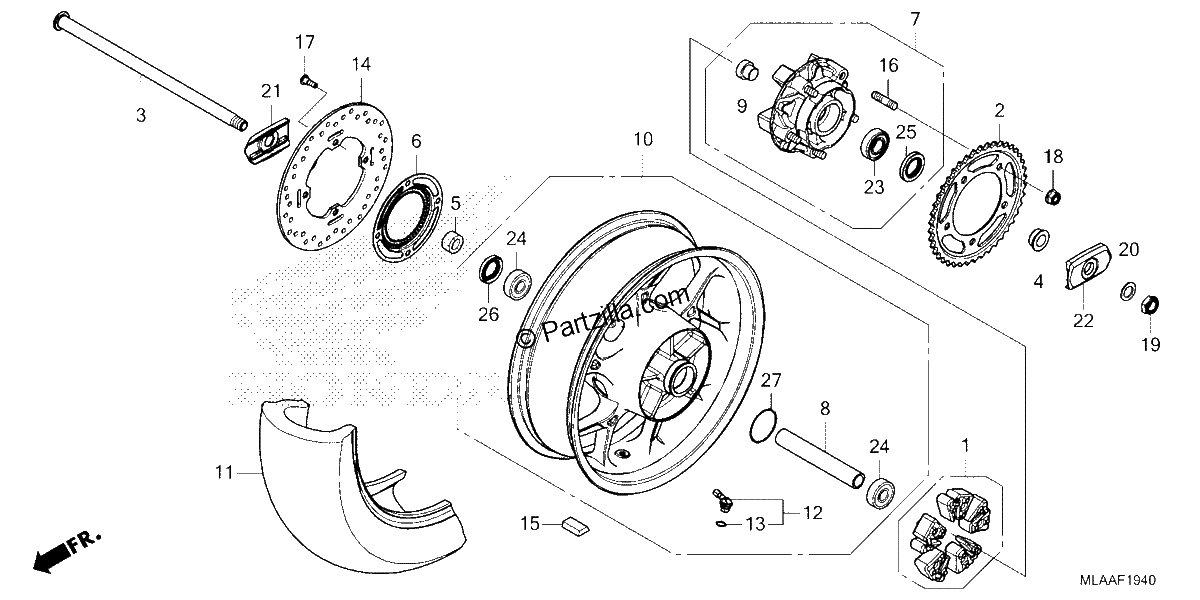 Diagrama de REAR WHEEL