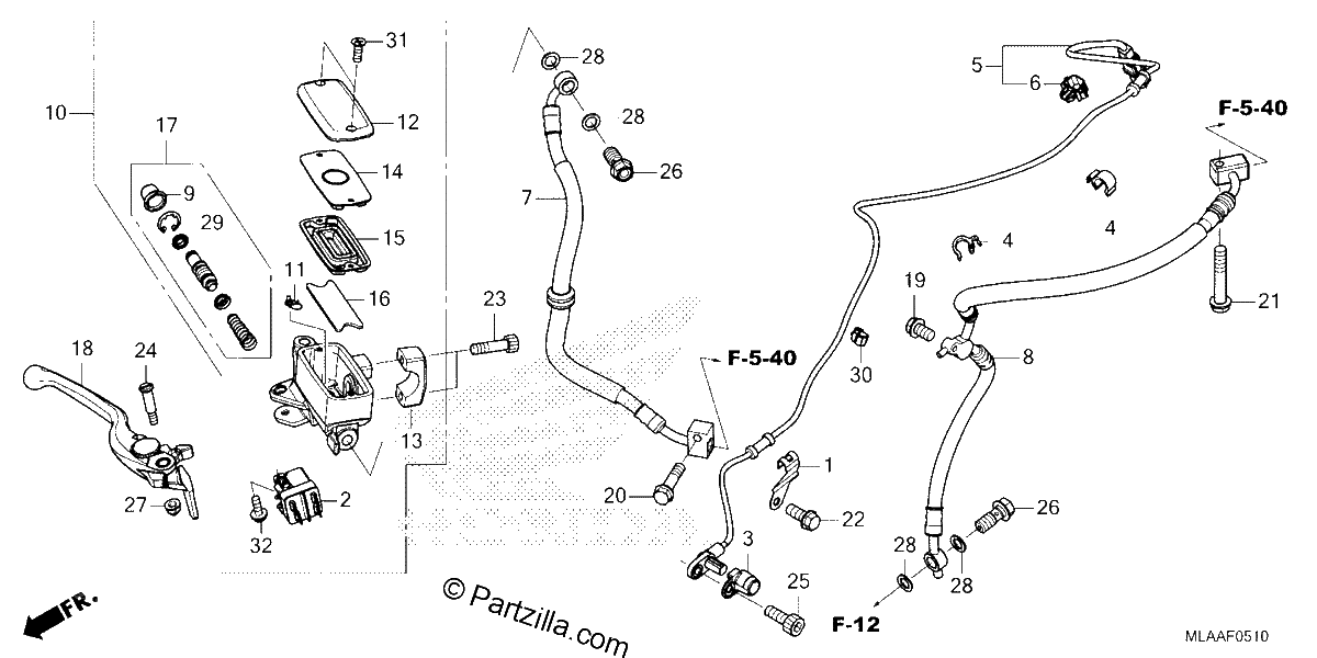 Diagrama de FRONT BRAKE MASTER CYLINDER