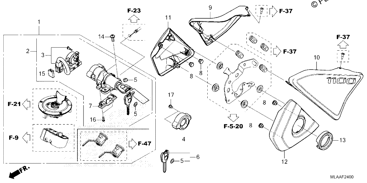 Diagrama de SIDE COVER COMBINATION SWITCH