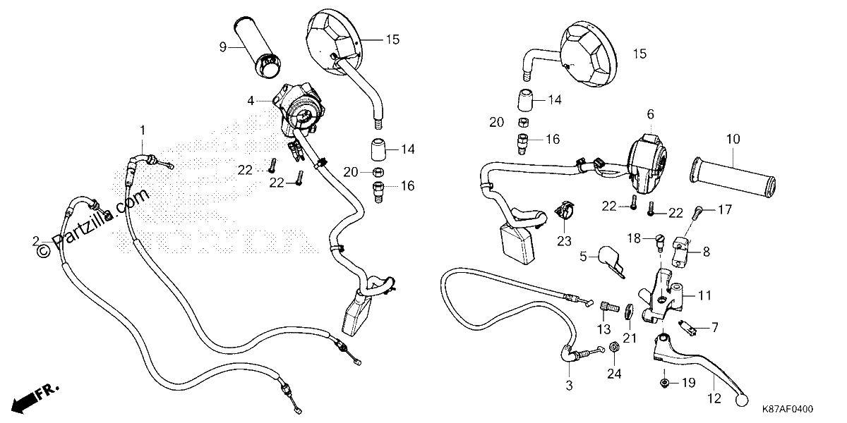 Diagrama de HANDLE LEVER SWITCH CABLE MIRROR