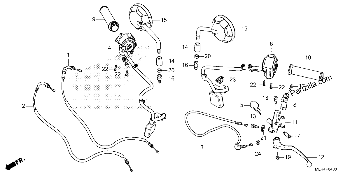 Diagrama de HANDLE LEVER SWITCH CABLE MIRROR