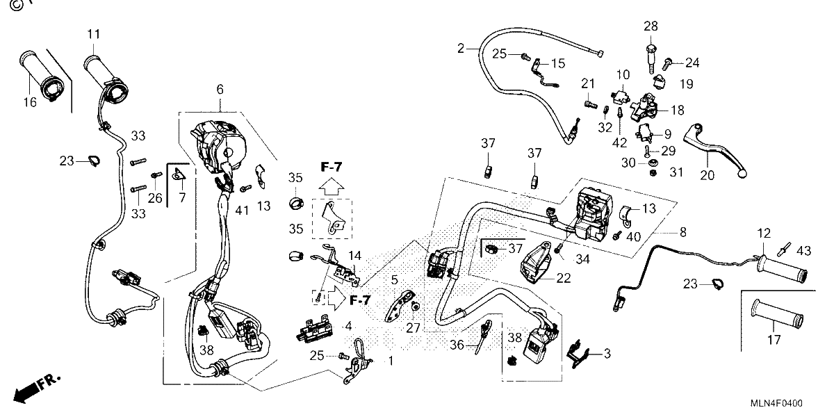 Diagrama de HANDLE LEVER SWITCH CABLE CRF1100A A4