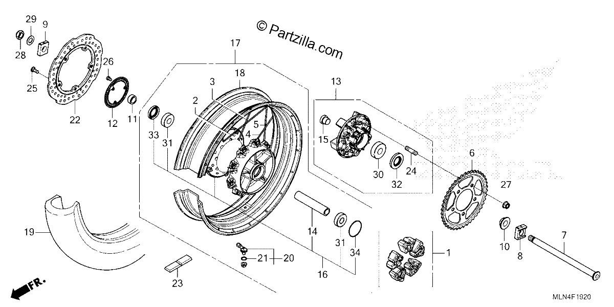 Diagrama de REAR WHEEL