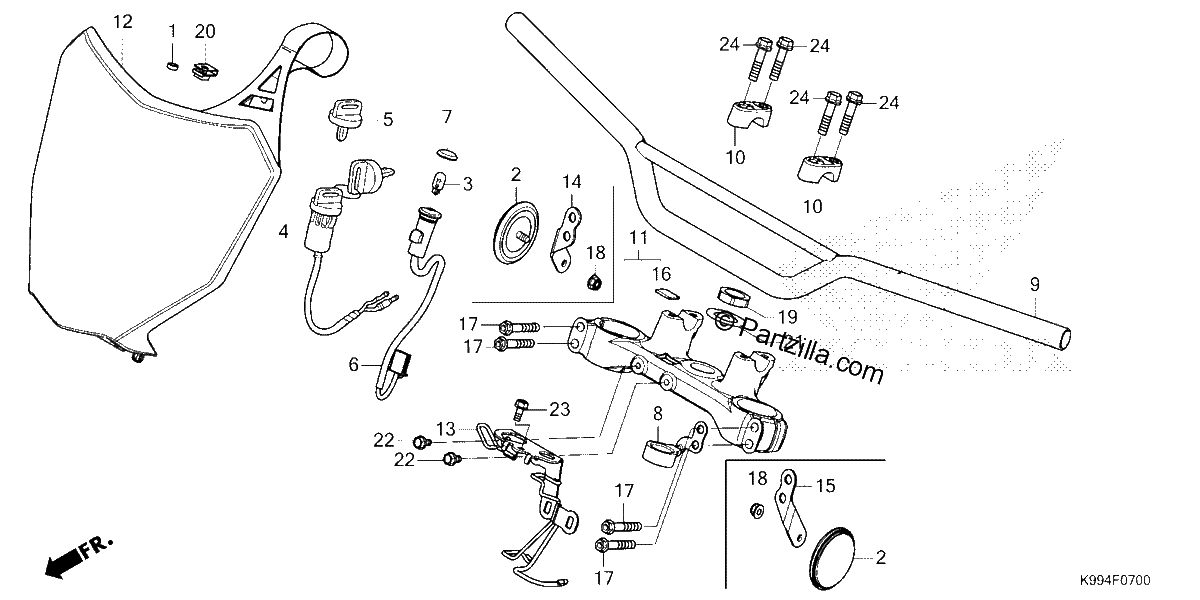 Diagrama de HANDLEBAR TOP BRIDGE