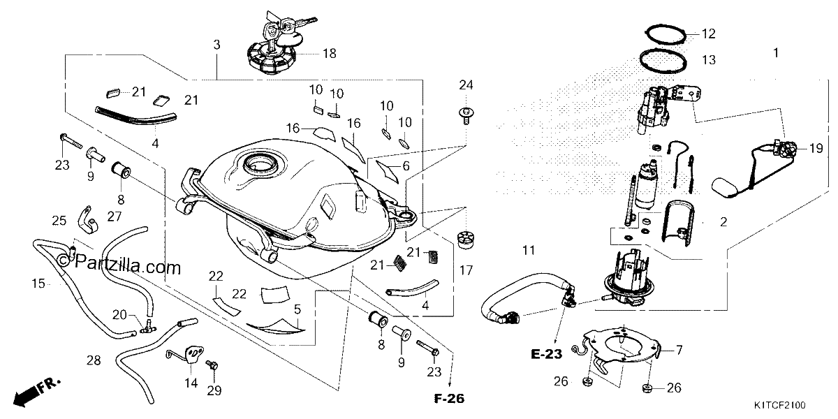 Diagrama de FUEL TANK CRF300L LA LDA