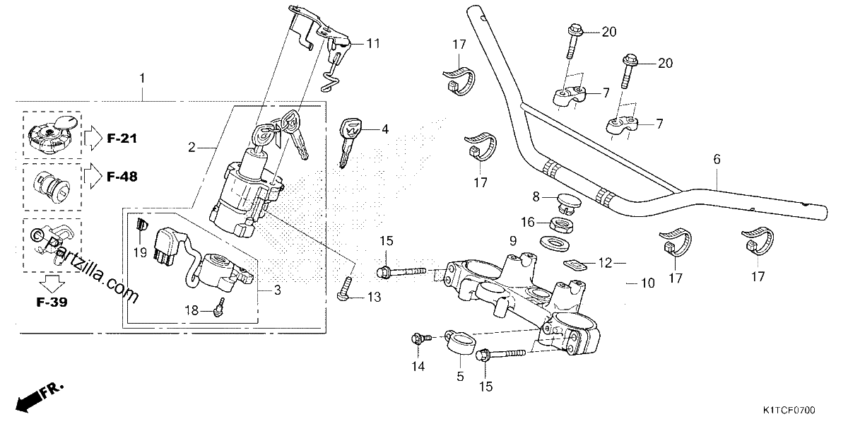 Diagrama de HANDLEBAR TOP BRIDGE CRF300L LA LDA