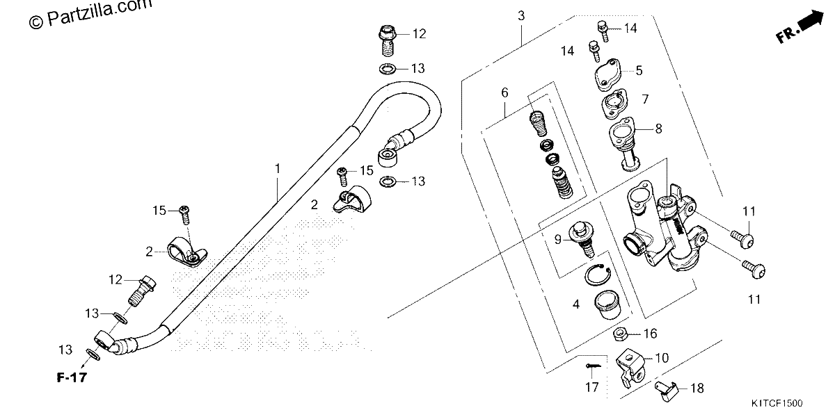 Diagrama de REAR BRAKE MASTER CYLINDER CRF300L LR