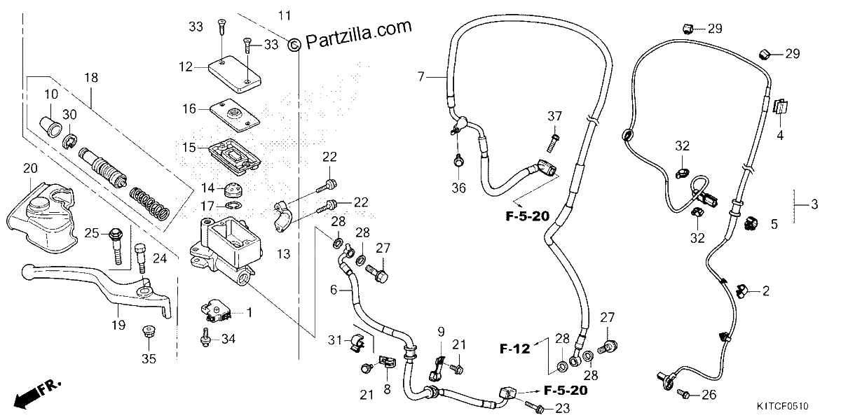 Diagrama de FRONT BRAKE MASTER CYLINDER CRF300LA LDA LRA