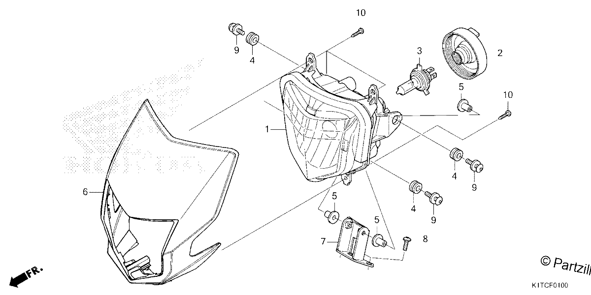 Diagrama de HEADLIGHT CRF300L LA LDA
