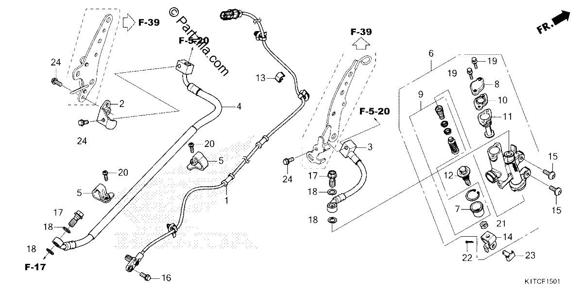 Diagrama de REAR BRAKE MASTER CYLINDER CRF300LA LDA LRA