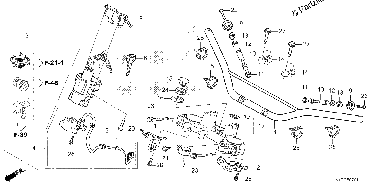 Diagrama de HANDLEBAR TOP BRIDGE CRF300LR LRA